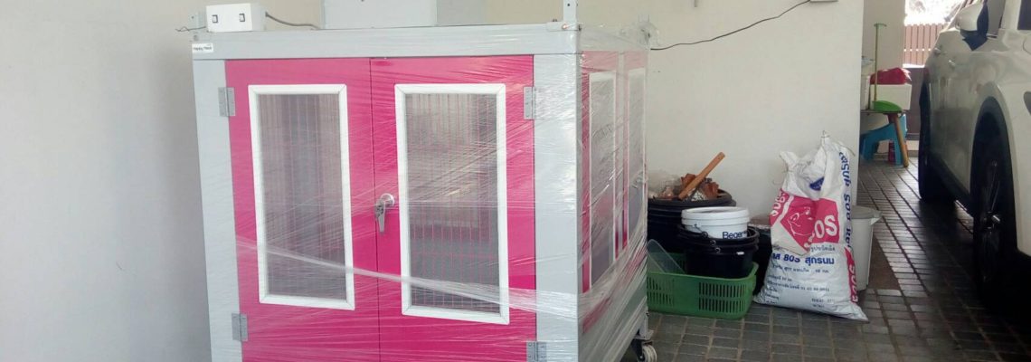 รีวิวบ้านสุนัข M สีชมพูไม่มีหลังคา